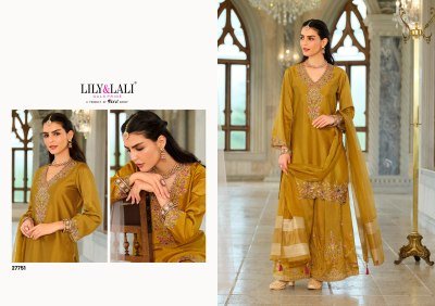 Lily And Lali Tara Festival Collection Heavy Embroidered Silk Top with Cotton Lining Divider Palazzo And Pure Viscose Dupatta WholesaleFestival Collec kurtis catalogs