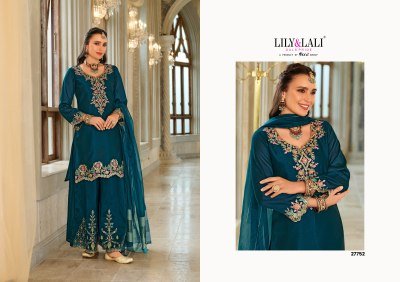 Lily And Lali Tara Festival Collection Heavy Embroidered Silk Top with Cotton Lining Divider Palazzo And Pure Viscose Dupatta WholesaleFestival Collec kurtis catalogs