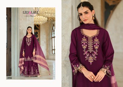 Lily And Lali Tara Festival Collection Heavy Embroidered Silk Top with Cotton Lining Divider Palazzo And Pure Viscose Dupatta WholesaleFestival Collec kurtis catalogs