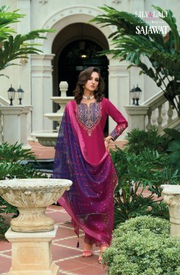 Lily And Lila Sajawat Handcrafted Viscose Suit Pant With Pocket with Embroidery Lace and Digital Print Dupatta Wholesale kurtis catalogs