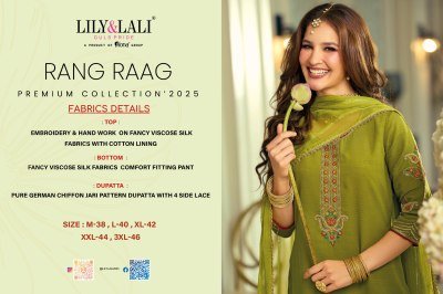 Lily And lali Rang Raag Festival Collection Viscose Silk Embroidered Suit with German Chiffon Dupatta Wholesale kurtis catalogs