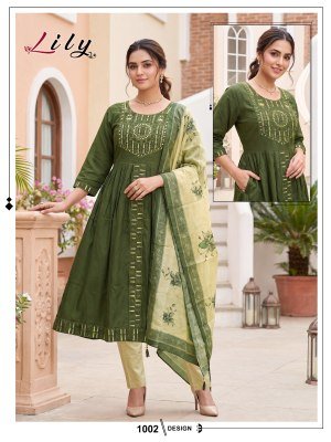 Lily Vol. 1 Vertican Plain Embroidered Kurti Pant with Digital Dupatta Set kurti pant with dupatta Catalogs