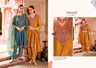 Lily and Lali Vaani Fancy Silk Embroidered Kurti Catalogs with Handwork Kali Work Bottom And Viscose Shimmer Dupatta Wholesale kurti pant with dupatta Catalogs