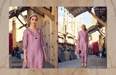Lily and lali by Applique silk with cotton embroidered kurti pant and dupatta catalogue readymade suit catalogs