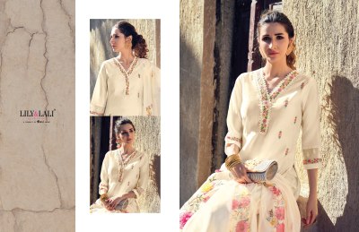 Lily and lali by Applique silk with cotton embroidered kurti pant and dupatta catalogue readymade suit catalogs