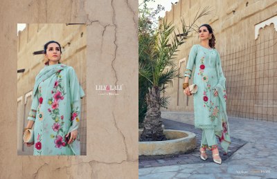 Lily and lali by Applique silk with cotton embroidered kurti pant and dupatta catalogue readymade suit catalogs