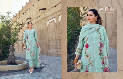 Lily and lali by Applique silk with cotton embroidered kurti pant and dupatta catalogue readymade suit catalogs