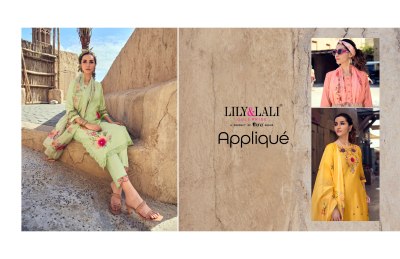 Lily and lali by Applique silk with cotton embroidered kurti pant and dupatta catalogue readymade suit catalogs