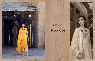 Lily and lali by Applique silk with cotton embroidered kurti pant and dupatta catalogue readymade suit catalogs
