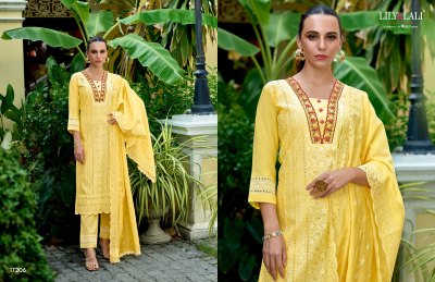 Lily and lali by Flora Roman fancy embroidered kurti pant and dupatta catlogue at low rate readymade suit catalogs
