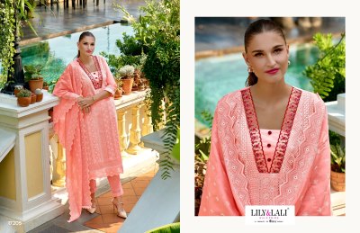 Lily and lali by Flora Roman fancy embroidered kurti pant and dupatta catlogue at low rate readymade suit catalogs