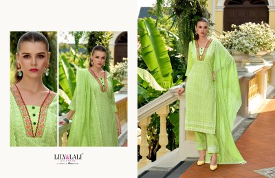 Lily and lali by Flora Roman fancy embroidered kurti pant and dupatta catlogue at low rate readymade suit catalogs