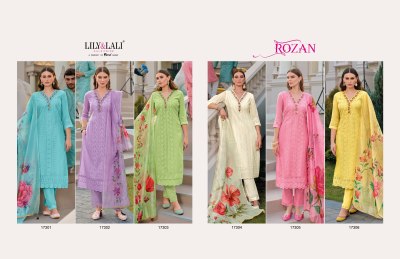 Lily and lali by Rozan fancy handwork designer kurti pant and dupatta catalogue at low rate readymade suit catalogs