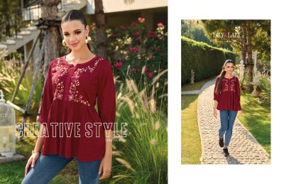 Lily and lali by melody 3 embroidered fancy reyon western top catalogue  western wear catalogs