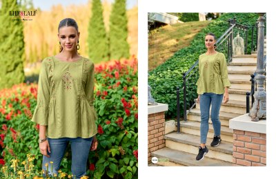 Lily and lali by melody 3 embroidered fancy reyon western top catalogue  western wear catalogs
