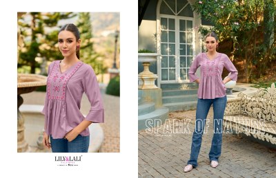 Lily and lali by melody 3 embroidered fancy reyon western top catalogue  western wear catalogs