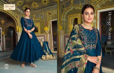 Lily and lali new presents Mohini vogue bemberg silk designer Kurti pant dupatta set catalogue  kurtis catalogs
