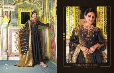 Lily and lali new presents Mohini vogue bemberg silk designer Kurti pant dupatta set catalogue  kurtis catalogs