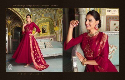 Lily and lali new presents Mohini vogue bemberg silk designer Kurti pant dupatta set catalogue  kurtis catalogs