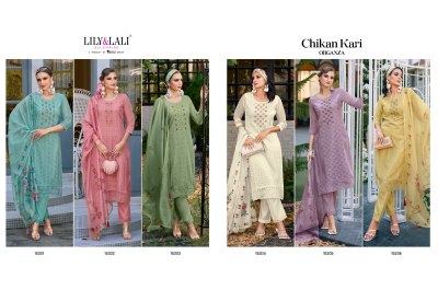 Lily and lali present Chikankari organza designer handwork readymade suit catalogue at low rate readymade suit catalogs
