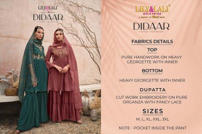 Lily and lali present Didaar pure handwork fancy sharara suit catalogue at wholesale rate readymade suit catalogs