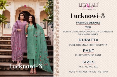 Lily and lali present Lucknowi 3 new fancy chanderi silk handwork readymade suit catalogue at low rate readymade suit catalogs