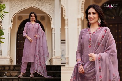 Lily and lali present Lucknowi 3 new fancy chanderi silk handwork readymade suit catalogue at low rate readymade suit catalogs