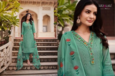 Lily and lali present Lucknowi 3 new fancy chanderi silk handwork readymade suit catalogue at low rate readymade suit catalogs