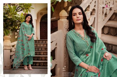 Lily and lali present Lucknowi 3 new fancy chanderi silk handwork readymade suit catalogue at low rate readymade suit catalogs