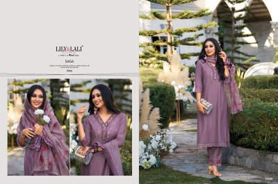 Lily and lali present Malvika embroidered fancy plain straight cut kurti with bottom dupatta catalogue at amaviexpo readymade suit catalogs