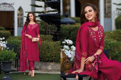 Lily and lali present Malvika embroidered fancy plain straight cut kurti with bottom dupatta catalogue at amaviexpo readymade suit catalogs