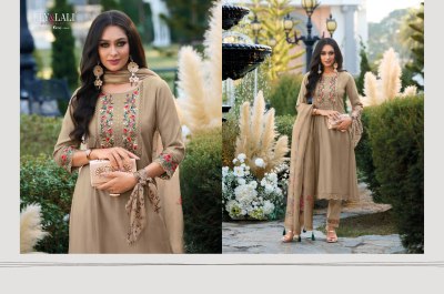 Lily and lali present Malvika embroidered fancy plain straight cut kurti with bottom dupatta catalogue at amaviexpo readymade suit catalogs