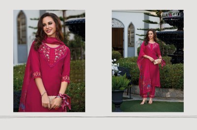 Lily and lali present Malvika embroidered fancy plain straight cut kurti with bottom dupatta catalogue at amaviexpo readymade suit catalogs