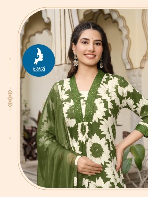 Liquid by Kaya 3 piece heavy reyon printed flair top bottom with dupatta catalogue readymade suit catalogs