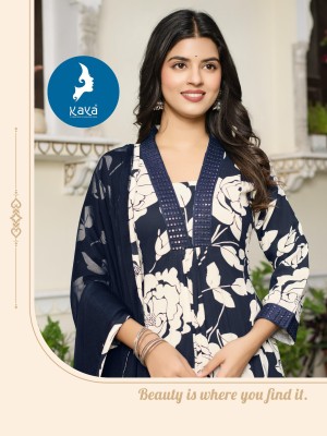 Liquid by Kaya 3 piece heavy reyon printed flair top bottom with dupatta catalogue readymade suit catalogs