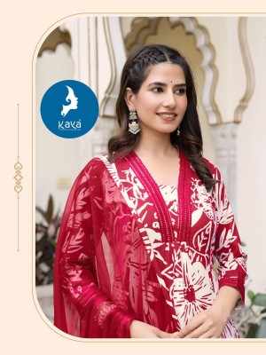 Liquid by Kaya 3 piece heavy reyon printed flair top bottom with dupatta catalogue readymade suit catalogs