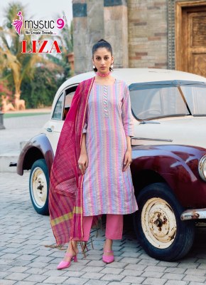 Liza vol 2 by Mystic 9 Premium Quality cotton Handloom Straight cut kurti  bottom and dupatta in low budget  readymade suit catalogs