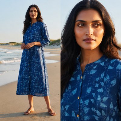 Long Gown Kurti Collection Cotton Printed with Two Side Pockets Size wise Combo Set