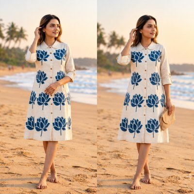 Long Kurti Collection Natural Flex Hand Block Print Size wise Combo Set