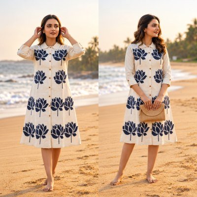 Long Kurti Collection Natural Flex Hand Block Print Size wise Combo Set
