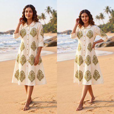Long Kurti Collection Natural Flex Hand Block Print Size wise Combo Set