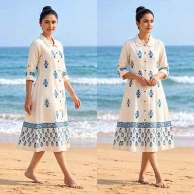 Long Kurti Collection Natural Flex Hand Block Print Size wise Combo Set