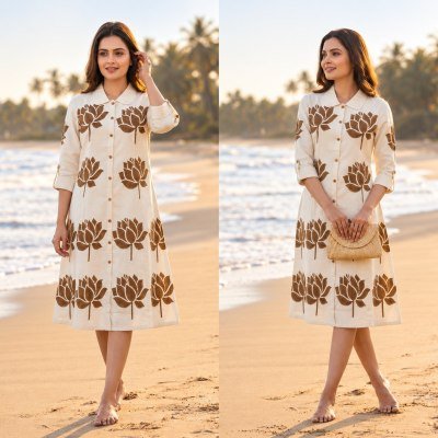 Long Kurti Collection Natural Flex Hand Block Print Size wise Combo Set
