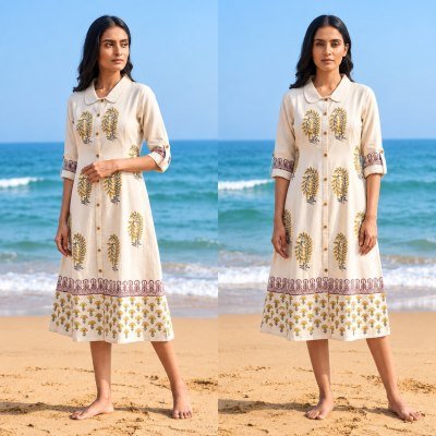 Long Kurti Collection Natural Flex Hand Block Print Size wise Combo Set