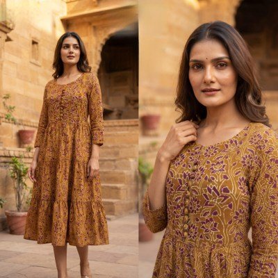 Long Rayon Gown Kurti Collection  Size wise Combo Set