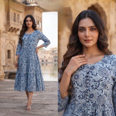Long Rayon Gown Kurti Collection  Size wise Combo Set