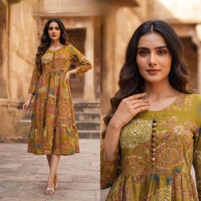 Long Rayon Gown Kurti Collection  Size wise Combo Set