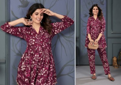 Lotus vol 1 by Moksh Premium reyon export quality trendy co ord set catalogue at low rate co ord set catalogs