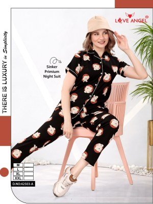 Love Angel Rayon Night Suit Set for Women wholesale catalogs