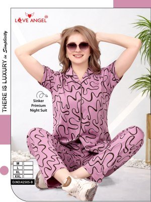 Love Angel Rayon Night Suit Set for Women night wear catalogs